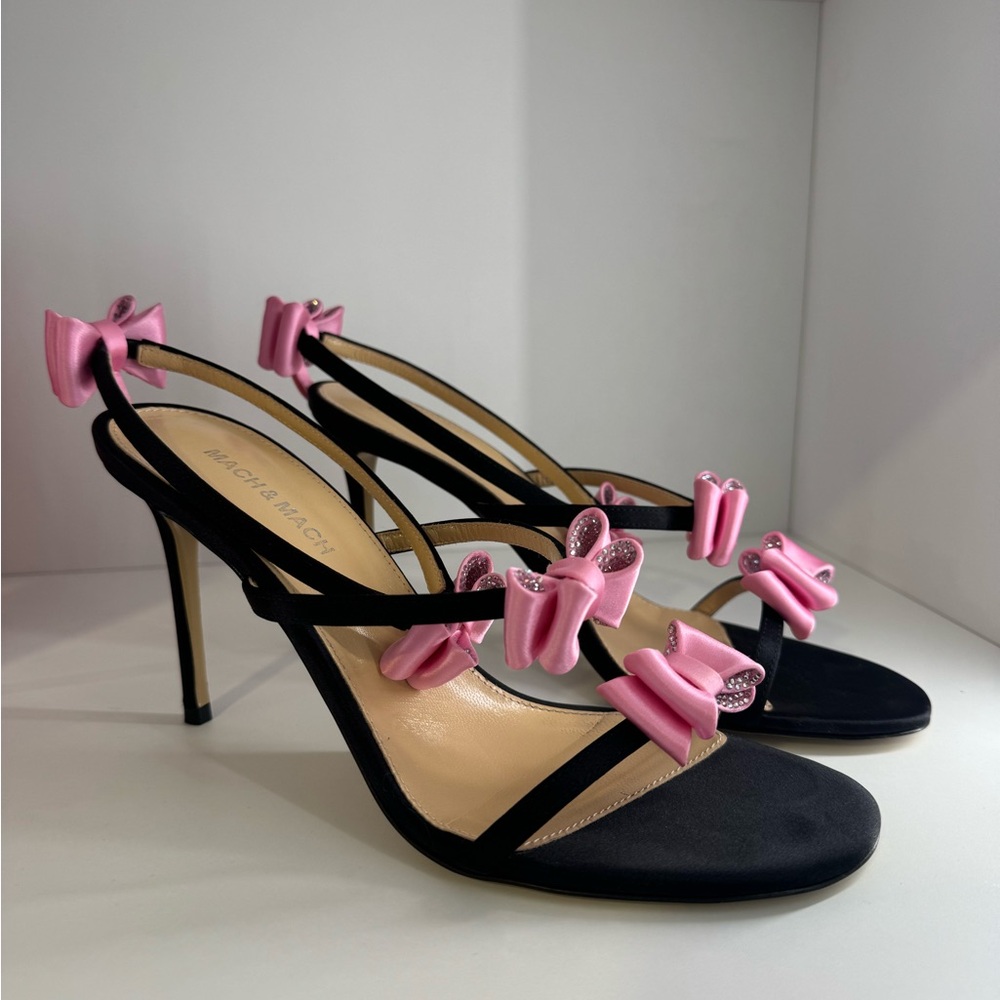 Mach & Mach Petite Cadeau crystal-embellished satin mules